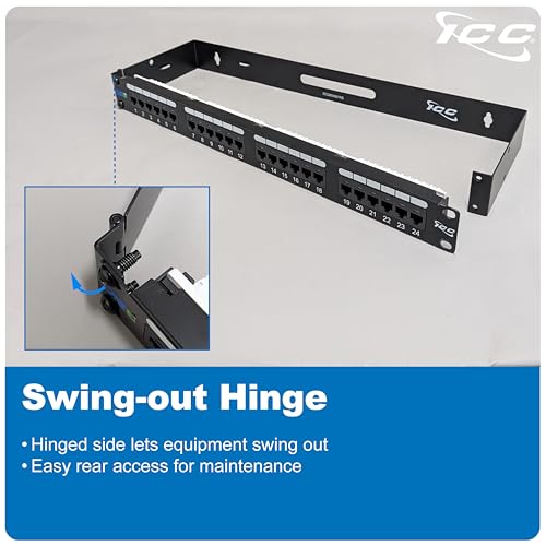ICC 1U Hinged Wall Mount Rack Bracket, 6" Deep, 10 lb, Black, 1-Pack - size: 1 Pack, style: 1 RMS