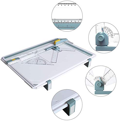 Frylr Inch A3 Drawing Board Drafting Table Multifunctional Drawing Board Table with Clear Rule Parallel Motion and Angle Adjustable Measuring System - size: 14"W x 19.7"H