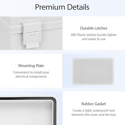 Electrical Box IP65 Waterproof Dustproof ABS Plastic Enclosure, Outdoor and Indoor Project Box Hinged Cover with Mounting Plate Wall Brackets Outer Dimension 23.6"x 15.7" x 8.7", Grey - size: 23.6"x 15.7" x 8.7" (1pc)