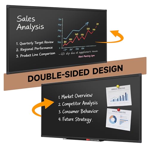 SELEAD Magnetic Chalkboard Double-Sided 48 x 24 Inch, Black Aluminum Frame - size: 48"W x 24"H (double-sided)