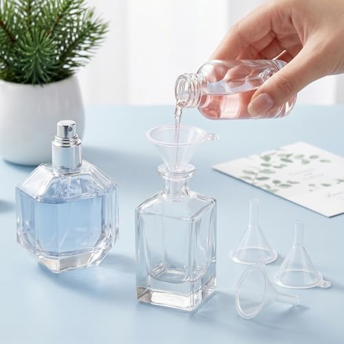 18 Pcs Small Funnels for Filling Small Bottles, Clear Mini Funnel Set