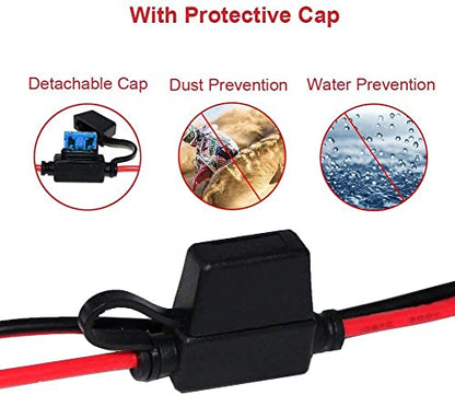 SPARKING 10FT 12V Battery Alligator Clip to SAE 2Pin Quick Disconnect Cable SAE to Battery Clamp-On Cable 15A Fuse (10FT) - size: 10FT