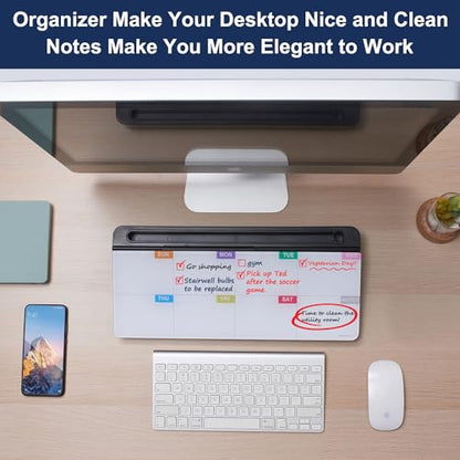 TSJ OFFICE Whiteboard Weekly Dry-Erase-Board - Desktop White Board Calendar Desk Organizers with Accessories Computer Keyboard Stand with Drawer, for Office, Home, School Supplies - Black Calendar - color: Black-base Weekly Calendar