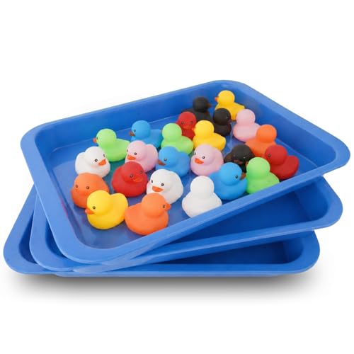 6 PCS Flat Plastic Trays, Blue Flat Storage Organizer Tray, Plastic Art Trays for Office, Home, Crafts, Beads, Painting, and DIY Projects Stackable & Portable (Pack of 6) (Blue) - color: Blue