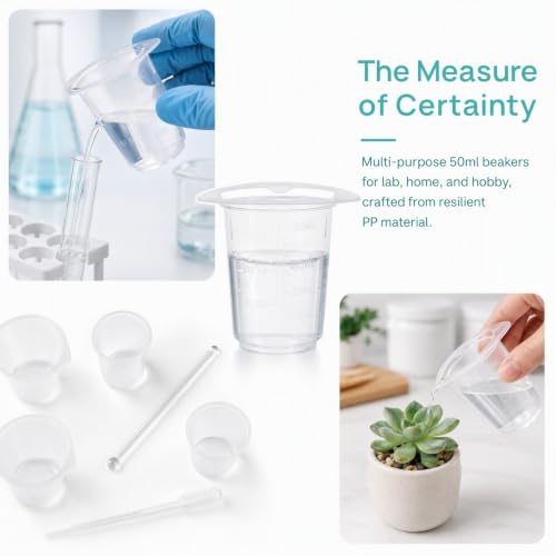 IMIKEYA 20 Pack 50 mL Plastic Graduated Measuring Beakers