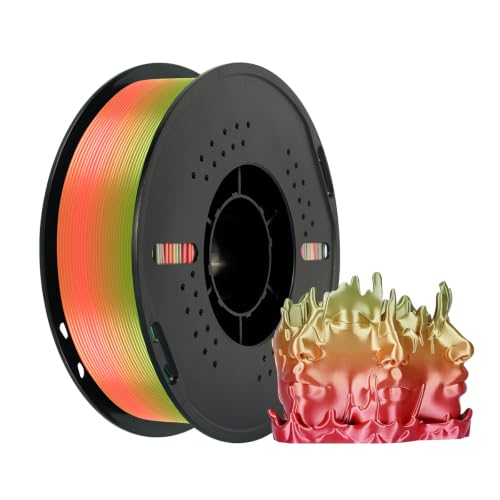 Kingroon Silk PLA Filament 1.75mm, Multicolor Rainbow PLA Filament, Fast Color Changing 3D Printer Filament 1kg Spool, Dimensional Accuracy +/- 0.02mm, Fits Most Printers(7 Colors) - color: 1kg 7 Colors