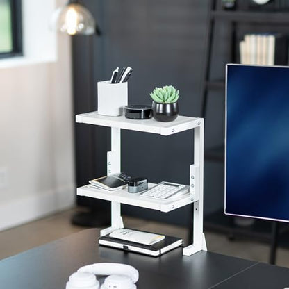 VIVO White Clamp-on 13 inch 2-Tier Desk Shelf, STAND-SHELF2CW - color: White, size: 13 inch