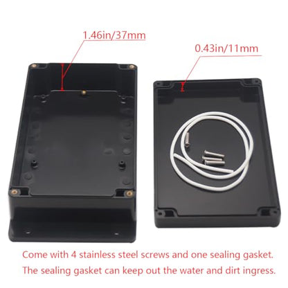Project Box IP65 Waterproof Junction Box ABS Plastic Electrical Boxes DIY Electronic Project Case Power Enclosure with Fixed Ear 7.87x4.72x2.2 inch (200 x 120 x56 mm) - color: Black, size: 7.87"x4.72"x2.2"