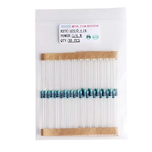 BOJACK 630 Pcs 17 Values Resistor Kit 0 Ohm-1M Ohm with 1% 1/4W Metal Film Resistors Assortment Kit - size: 1/4 W