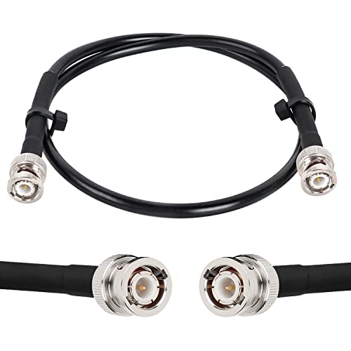 MOOKEERF BNC Cable - 2FT RG58 50 ohm Male to Male Coax Cables Low Loss BNC Extension Coaxial Cable with for Antennas, RF Radios, Modems, Oscilloscopes, Spectrum, etc (Black) - size: 2FT
