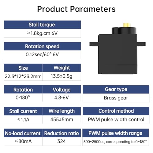 9G Servo Micro servo Metal Gear Motor Anti Blocking Servo for Robots DIY, LFD-01M, 1PCS - style: 1PC