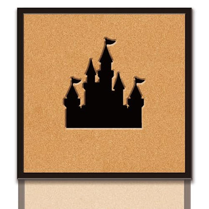 CRASPIRE Castle Pin Board 11.8x11.8In Thick Cork Board Square Wall Mounted Framed Bulletin Display Badge Wooden Decorative Corkboard Memory Memo Brooch Lapel Storage Jewelry for Home Classroom Wedding - style: Square Castle
