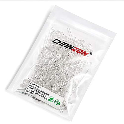 CHANZON 100 pcs 5mm Infrared Ray IR 850nm Emitter LED Diode Lights - color: B) 5mm 850nm Ir Emitter (100pcs)
