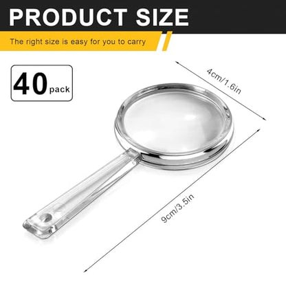 40 Pack 5X Plastic Mini Handheld Magnifying Glasses