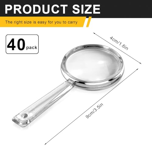 40 Pack 5X Plastic Mini Handheld Magnifying Glasses