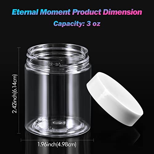 Eternal Moment 36 Pack 3 OZ Plastic Jars Clear Cosmetic Container with Lids - color: White Lid, size: 3 Ounce