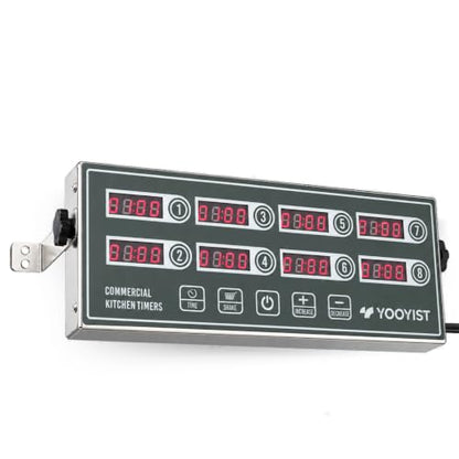 Commercial 8 Channel Digital Kitchen Timer Loud Alarm Cook Timer - color: Gray