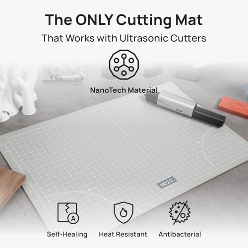 HOZO NanoTech Cutting Mat for Ultrasonic Cutter, 12" x 18" Self-Healing Cutting Mat, Glue-Free Eco Design, Heat-Resistant, Metric & Imperial Scales, Durable for Craft, DIY, 3D Printing & Model Making - size: 12" x 18"
