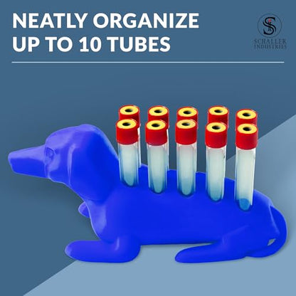 Schaller Industries Dachshund Test Tube Rack, 10 Vials, 16mm, Royal Blue - color: Royal Blue, size: 16mm Tubes