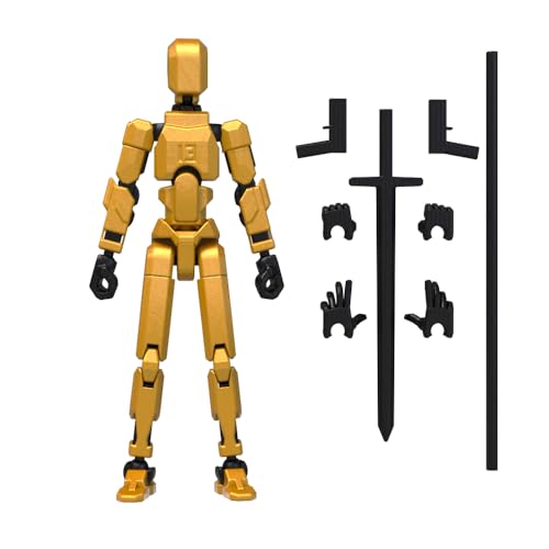 MerryXD T13 3D Action Figure,Assembly Completed Dummy Nova Titan Lucky 13 Action Figure 3D Printed Multi-Jointed Movable Toy Golden - color: Golden