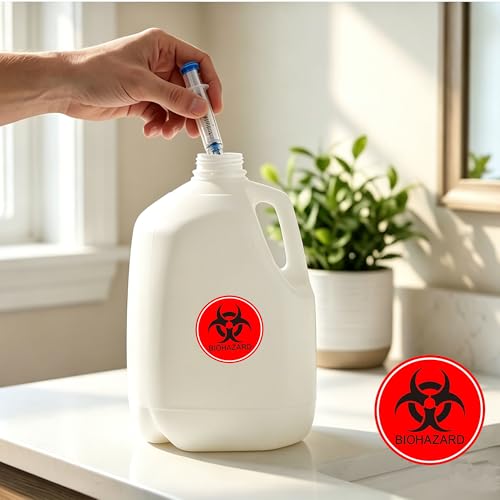 Biohazard Stickers Sign 2 '' Universal Symbol Coated Paper Signs for Labs