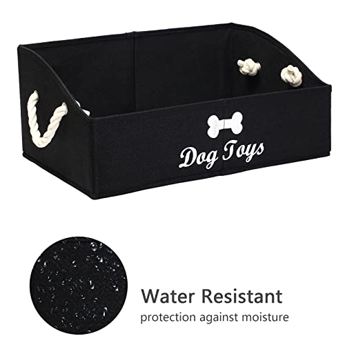 Geyecete Large Dog Toys Storage Bins - Foldable linen Trapezoid Organizer Boxes with weave Rope Handle, Collapsible Basket for Shelves (Black-DOG) - color: Black