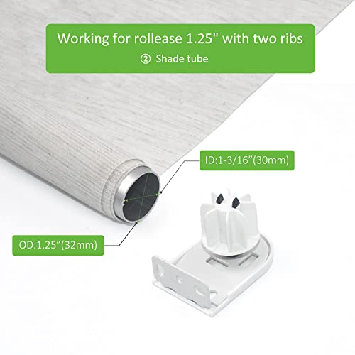 Rollerhouses Roller Shade Brackets with Mechanism Roller Shade Clutch+Skyline Mounting Brackets + End Plug for 1 1/4" Tube, White - style: 1-1/4 Inch(32mm) Shade tube with Clutch Drive