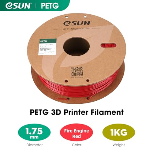 eSUN PETG Filament 1.75mm, 3D Printer Filament PETG, Dimensional Accuracy +/- 0.05mm, 1KG Spool (2.2 LBS) 3D Printing Filament for 3D Printers, Fire Engine Red - color: Fr-fire Engine Red, size: PETG 1.75MM - 1KG