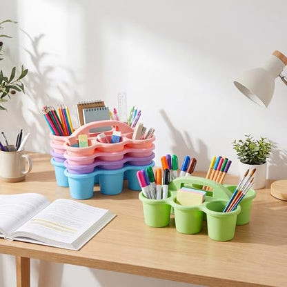 5 Pack Classroom Caddy with Handle Pastel Classroom Table Caddy