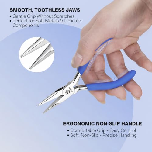 Jewelry Pliers Set, 3-Piece Mini Jewelry Making Tools with Round Nose, Chain Nose Pliers and Wire Cutter, Cr-V Steel Beading and Wire Wrapping Kit with Pink Carrying Pouch