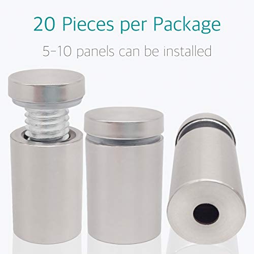 Lantee 20 Pack 3/4" x 1-3/16" Sign Standoffs for Acrylic & Glass Signs - color: Silver, size: 3/4" x 1-3/16" / 19 x 30mm