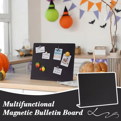 LEIFIDE 2 Pcs Black Magnet Boards Magnetic Bulletin Board Announcement Wave-Shaped Magnetic Display Board Stand Metal Desktop Memo for Menus Dining Table Home School Kitchen Office(8.5 x 11 Inch) - size: 8.5 x 11 Inch