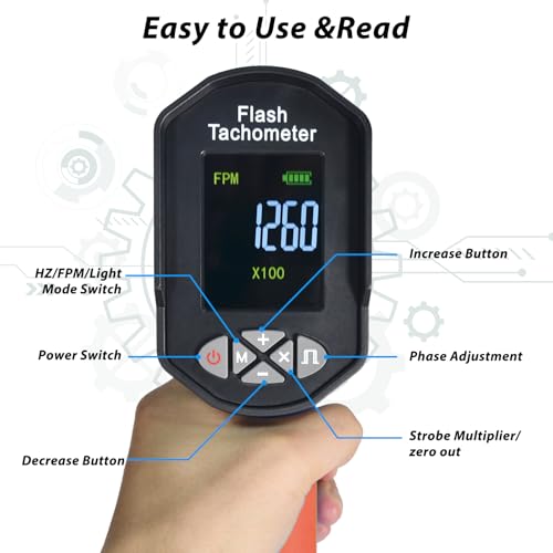 Digital Stroboscope Tachometer, Kethvoz LED Strobe Light 100,000 RPM Meter