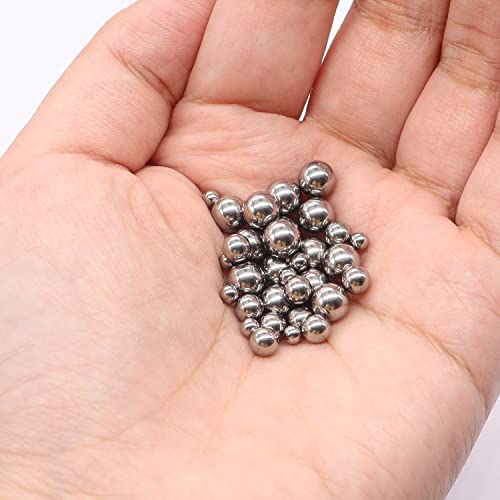 weideer 430pcs Stainless Steel Precision Steel Balls Bicycle Bearing Balls Metal Mixing Balls Assortment Kit 1/4" 7/32" 3/16" 5/32" 1/8" 3/32" K-086-430 - size: SS 6size 430PCS SAE