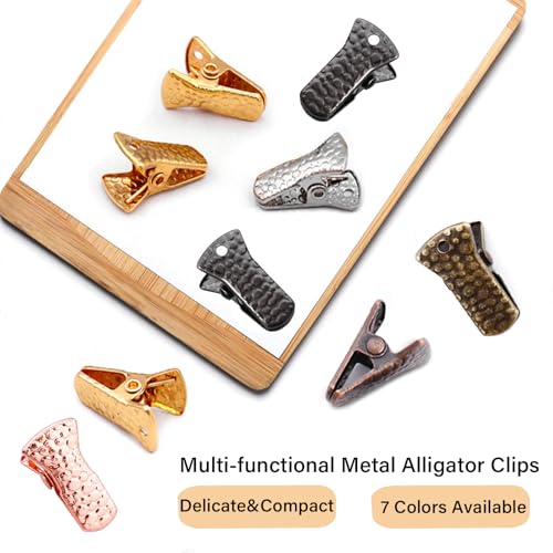 35 Pack Mini Metal Alligator Clips for Crafts Non-Slip Silicone-Coated Retro DIY Badge Small Clips (Rose Gold) - color: Rose Gold