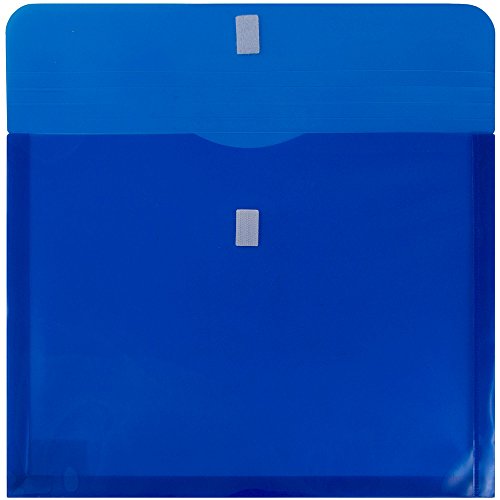 JAM PAPER Plastic Expansion Envelopes with Hook & Loop Closure - Letter Booklet - 9 3/4 x 13 with 1 Inch Expansion - Blue - 12/Pack - color: Blue, size: 1" Expansion