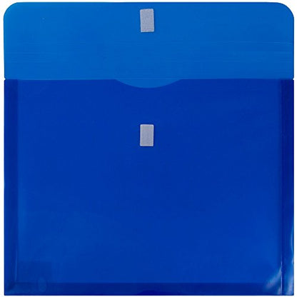 JAM PAPER Plastic Expansion Envelopes with Hook & Loop Closure - Letter Booklet - 9 3/4 x 13 with 1 Inch Expansion - Blue - 12/Pack - color: Blue, size: 1" Expansion