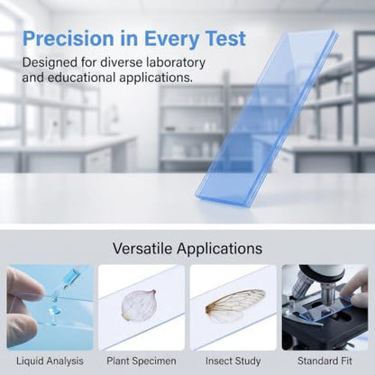 VOSAREA 100PCS Pre-Cleaned Plastic Microscope Slides, Clear Blank Microscope Glasses, Slides for Laboratory Urine Tests and Science Education Specimen Analysis (2.95x0.98x0.04 Inches)