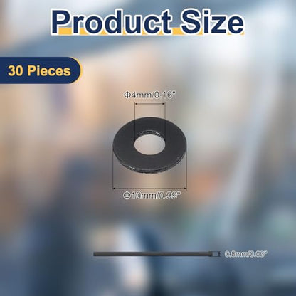 uxcell 30 Pcs M4 PVC Flat Washers 4mm ID 10mm OD 0.8mm Thick Plain Washer Grommets Plastic Sheet Gasket Fastener Sealing Spacer Gasket Ring Water Hose Washers, Clear Black - size: 4mm x 10mm x 0.8mm