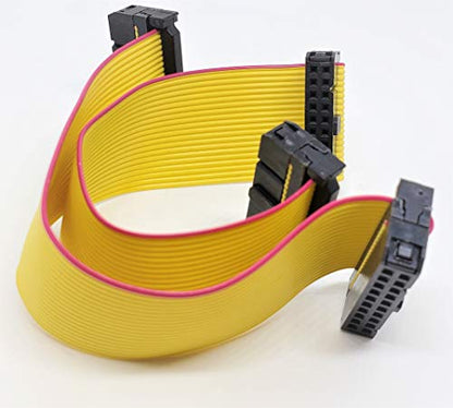 2-Pack IDC 2x10 20P 2.54mm Female Connector 15cm 5.5 Inches Yellow Flat Ribbon Cable, Double Rows 20 Pins 0.1” Pitch FC F/F (20P-15cm-2PK) - size: 20P-15cm-2PK