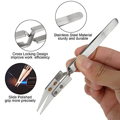 6 Pcs Ceramic Reverse Solder Tweezers, Pointed Curved Tips
