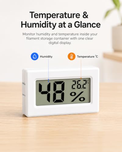 YOOPAI Mini Digital Hygrometer Thermometer 6 Pack, Humidity Monitor for 3D Printer Filament Storage Box, Filament Dry Box, Printer Enclosure and Storage Bin