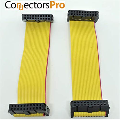 5-Pack IDC 2x10 20P 2.54mm Female Connector 12cm 4 Inches Yellow Flat Ribbon Cable, Double Rows 20 Pins 0.1” Pitch FC F/F (20P-12cm-5PK) - size: 20P-12cm-5PK
