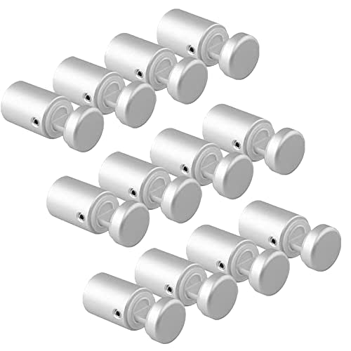 Side Clamp Standoffs 3/4" x 1" Solid Aluminum, Edge Grip Sign Standoffs for Glass, Burglarproof Sign Standoff, Standoffs Hardware, for Acrylic, Glass, PVC, Glass Panel with 2 pcs Spacers - color: Silver, size: 12 PC
