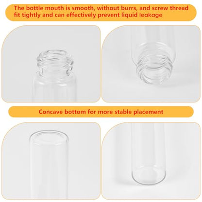 12PCS 10ml Clear Glass Small Vials with Screw Caps & Plastic Stoppers - size: 10ml