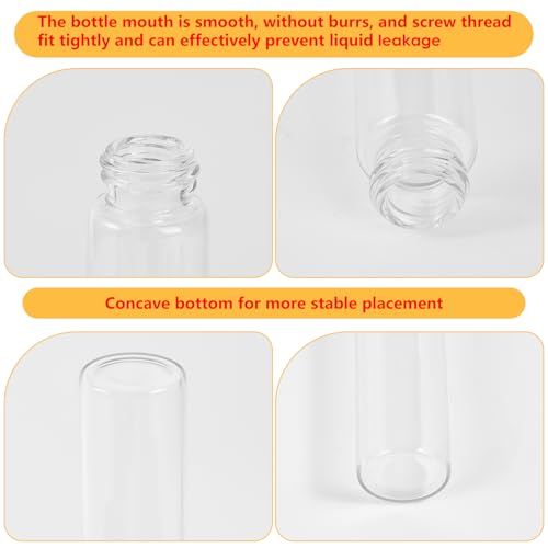 25PCS 10ml Clear Glass Small Vials with Screw Caps & Plastic Stoppers - size: 10ml