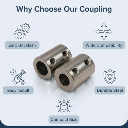 8mm to 10mm Stainless Steel Shaft Coupler, 2Pcs - size: 8-10mm