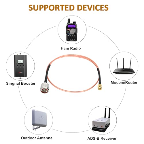MOOKEERF SMA Male to N Male Cable 2ft,2 Pack RG316 SMA to N Cable 50 Ohm for WiFi Router,GPS Receiver,Antenna,Signal Booster etc - size: 2FT