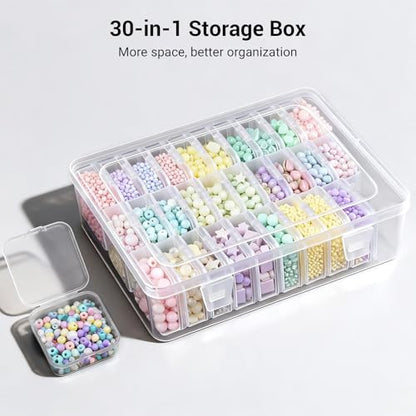 Bead Organizer Box, 30 Pcs Small Beads Storage with 84 Label Stickers, Clear Plastic Small Containers for Jewelry Making, Diamond Painting, DIY Art Crafts, Bracelet Making, Nail Rhinestones, Seeds - color: 1-Pack 30 Pcs