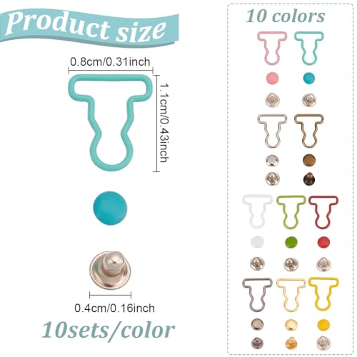 100 Sets 10 Colors Mini Overall Buckles, Doll Mini Alloy Buckles Overall Buckle and Studs Gourd Buckle Doll Button Accessories for Dolls Making Sewing Craft Supplies